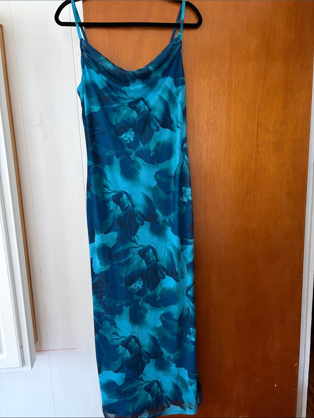 Blue Floral Slip Maxi Dress